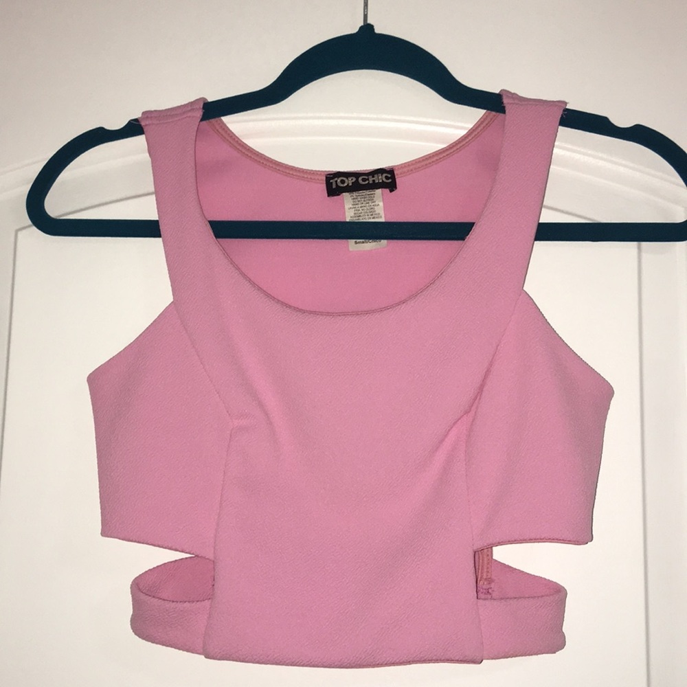 pink cut out crop top